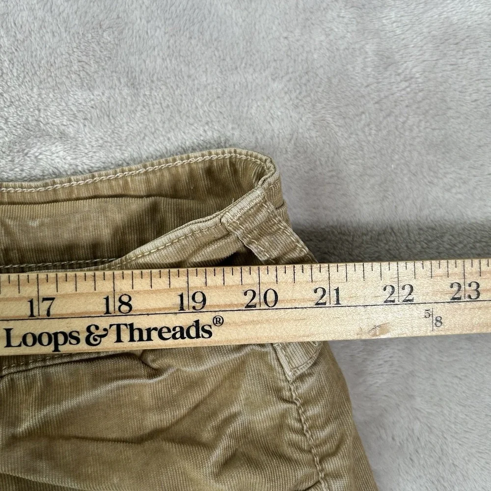 True Religion Ricky Jean Short Men 40 Tan Corduroy Frayed Flap Pocket Jorts Y2K